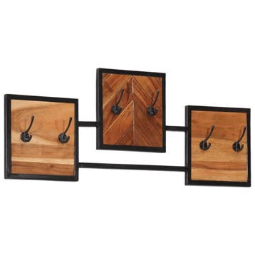 vidaXL Wandkapstok 90x1x35 cm massief acaciahout en ijzer, Verzenden, Nieuw