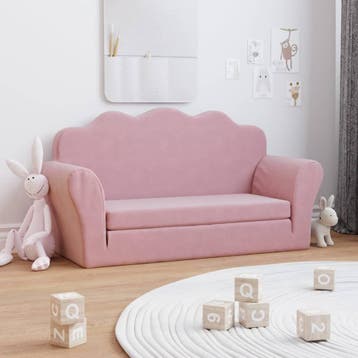 vidaXL Kinderslaapbank 2-zits zacht pluche roze, Verzenden, Nieuw