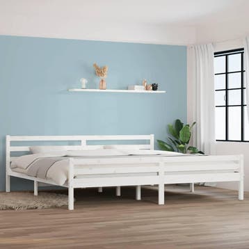 vidaXL Bedframe massief hout wit 200x200 cm, Verzenden, Wit, Overige maten, 200 cm