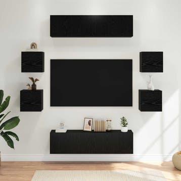 vidaXL Tv-meubelset 8 st 120 x 30 x 30 cm Zwart eiken, Minder dan 50 cm, Verzenden, Nieuw, Minder dan 100 cm