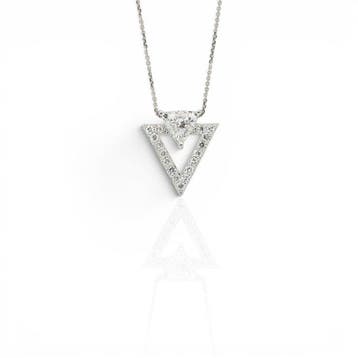 Ketting met hanger - 18 karaat Witgoud - 1.10ct. tw. Diamant