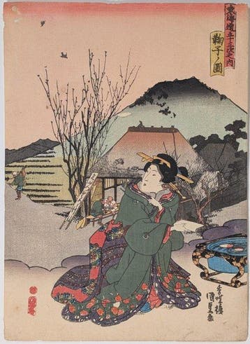Utagawa Kunisada • Bijin Tkaid • Uitzicht op Mariko •