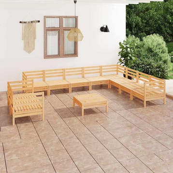 vidaXL 11-delige Loungeset massief grenenhout, Verzenden, Nieuw, Loungeset