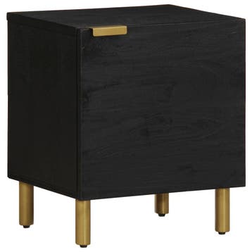 vidaXL Nachtkastje 40x33x46 cm massief mangohout zwart, Minder dan 45 cm, Verzenden, Nieuw, Minder dan 55 cm