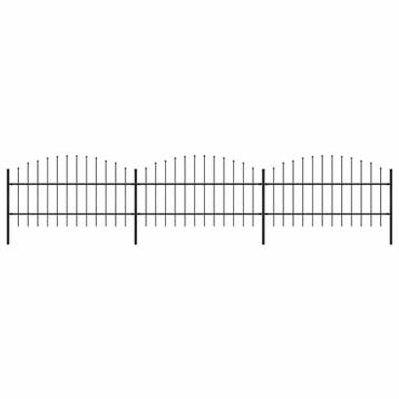 vidaXL Tuinhek met speerpunt staal 504x100 cm zwart, Verzenden, Nieuw, IJzer, 1 tot 2 meter