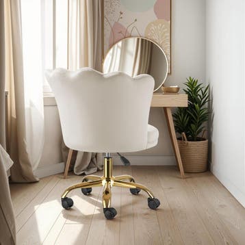 Bureaustoel Stella fluweel, gestoffeerd, dubbele wielen - cr, Huis en Inrichting, Stoelen, Verzenden, Nieuw