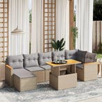 vidaXL 8-delige Loungeset met kussens poly rattan beige, Verzenden, Nieuw, Loungeset