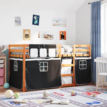 vidaXL Stapelbed zonder matras 90x190 cm massief grenenhout, 90 cm, Eenpersoons, Verzenden, Zwart
