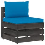 vidaXL Middenbank sectioneel met kussens grijs geïmpregneerd, Tuin en Terras, Tuinsets en Loungesets, Verzenden, Nieuw, Hout