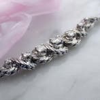 Witgouden visgraatschakel armband met diamanten; 0,42 ct., Gebruikt, Overige kleuren, Ophalen of Verzenden, Met edelsteen