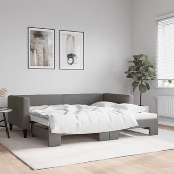 vidaXL Slaapbank met onderschuifbed 100x190 cm stof, 100 cm, Eenpersoons, Verzenden, Nieuw