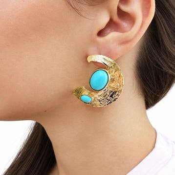 Turquoise - Brons - Oorbellen - Italiaans handwerk