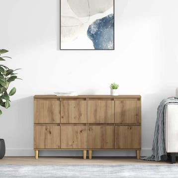 vidaXL Dressoirs 2 st Artisan Eiken 60 x 35 x 70 cm Bewerkt, Verzenden, Nieuw, 50 tot 100 cm, 25 tot 50 cm