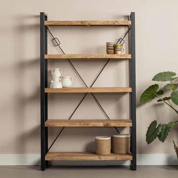 Boekenkast Mangohout Britt 120 cm, Verzenden, Nieuw, Overige houtsoorten, Industriële meubels