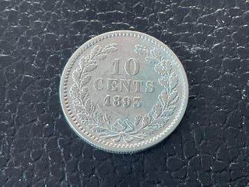 Nederland. Wilhelmina. 10 Cents 1893 (zeldzaam) (Zonder, Postzegels en Munten, Munten | Nederland