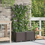 vidaXL Tuin Bloempot 2 pcs Bruin 80 x 40 x 142 cm Kunststof, Kunststof, Verzenden, Minder dan 60 cm, Nieuw