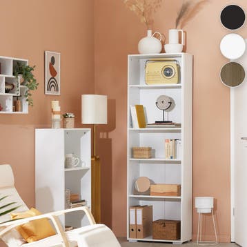 Boekenrek Lexi 5 vakken 60x30x190cm - zwart, Verzenden, Nieuw