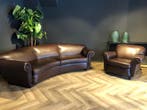 lederen bankstel zeldame Pander set, bank met 2 fauteuils