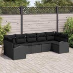 vidaXL Tuin Sofa Set met kussen 7 pcs Zwart Poly Rattan, Verzenden, Nieuw, Rotan