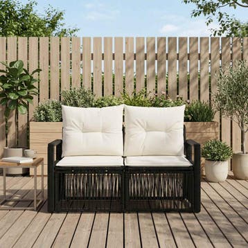 vidaXL Tuinbank 2-Aantal zitplaatsen Zwart poly rattan, Verzenden, Nieuw, Rotan