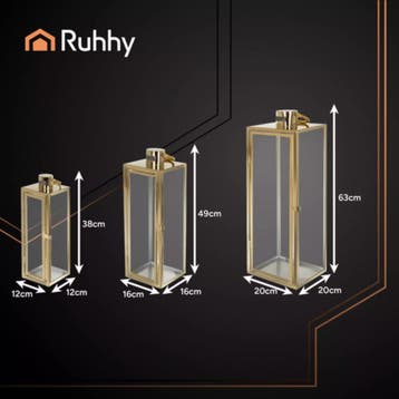 Ruhhy goudkleurige lantaarns set 384963 cm – elegant, Ophalen of Verzenden, Nieuw