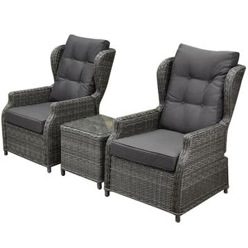 Toscane XL lounge balkonset verstelbaar 3-delig antraciet, Tuin en Terras, Ophalen of Verzenden, Nieuw, Wicker