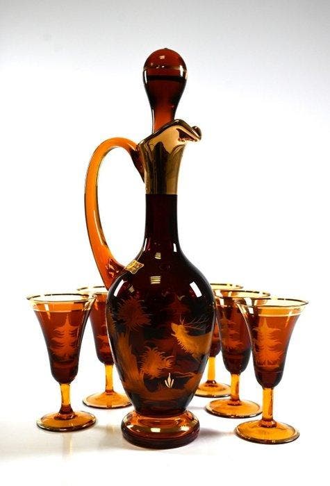 Drinkset - Kristal - Decanteerset, Antiek en Kunst, Antiek | Glas en Kristal
