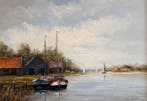 G. J. Ernens (1935-2020) - Vissersschepen aan de oever, Antiek en Kunst, Kunst | Schilderijen | Klassiek