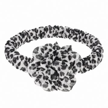 Haarband met Bloem - Panterprint – Zwart Wit, Nieuw