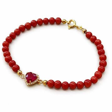 Zonder minimumprijs - Armband Zilver - 1.38ct. tw. Robijn -, Nieuw