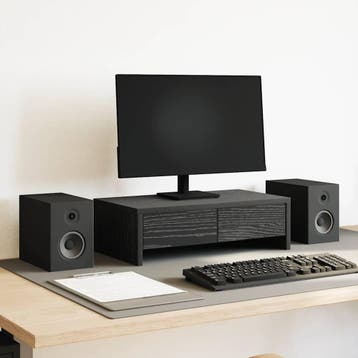 vidaXL Monitorstandaard met lades, zwart eiken, 50x27x15 cm,, Verzenden, Nieuw