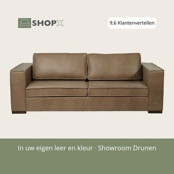 Leren bank Fine - 3 zits - Vintage Taupe (taupe/bruin) -, Huis en Inrichting, Nieuw, Ophalen of Verzenden, Rechte bank, Eigentijds, Klassiek, Modern