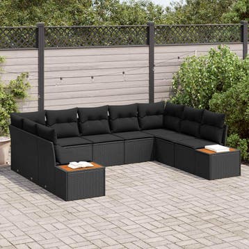 vidaXL Tuinbankenset 5 st 9-Aantal zitplaatsen Zwart, Verzenden, Nieuw, 5 zitplaatsen