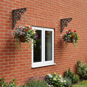 vidaXL Wandplank Beugels 2 st Antiek Bruin 14 x 14 x 3,5 cm, Verzenden, Nieuw
