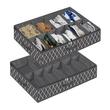 Schoenen Opbergtas Onderbed - 2 stuks - Grijs - 16 paar, Verzenden, Nieuw