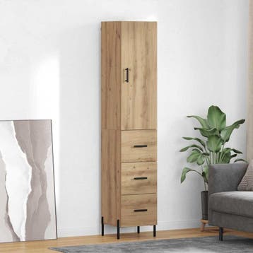 vidaXL Highboard Artisan Eiken 34,5 x 34 x 180 cm Bewerkt, Huis en Inrichting, Minder dan 50 cm, Verzenden, Nieuw, Minder dan 100 cm