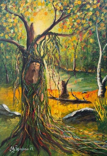 Miroslav Spadrna (pintorcheco) - El abrazo del bosque-sin
