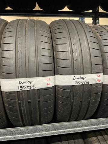 195-55-16 Dunlop Zomerbanden 4.5mm Incl Montage 195 55 16, Ophalen, Gebruikt, 16 inch, Band(en)