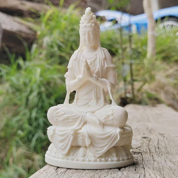 Wit Guanyin Boeddha Beeldje - 4.2 Inch Hars Sculptuur voor D, Verzenden, Nieuw