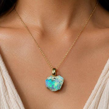 Metaal - Bel hanger - Sprankelend Opal rauw