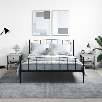 vidaXL Nachtkastjes 2 st 40x42x45 cm bewerkt hout grijs, Minder dan 45 cm, Verzenden, Nieuw, Minder dan 55 cm