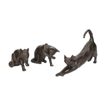 Beeldje - Charming cat family (3) - Brons