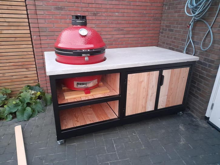 Buitenkeuken kamado douglas en staal OP MAAT GEMAAKT, Tuin en Terras, Buitenkeukens, Nieuw