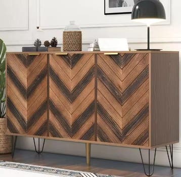 Opbergkast met Houtfineer – Dressoir met Metalen Poten, Verzenden, Nieuw in verpakking