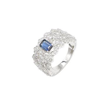 Verlovingsring - 14 karaat Witgoud - 1.24ct. tw. Saffier -