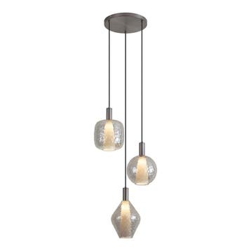 Design hanglamp gun metal 3-lichts - Ard, Verzenden, Nieuw, Metaal, Design