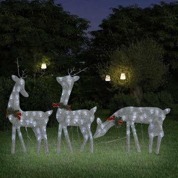 vidaXL Kerstversiering rendierfamilie 270x7x90 cm gaas wit, Verzenden, Nieuw