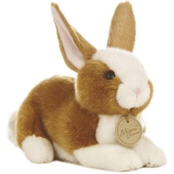 Pluche konijn knuffel - lichtbruin/wit - 20 cm - bosdieren, Verzenden, Nieuw