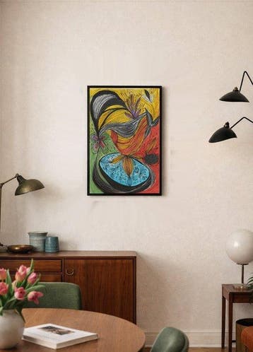 René Barba (1965) - Pond - 41x29cm, Antiek en Kunst, Kunst | Designobjecten