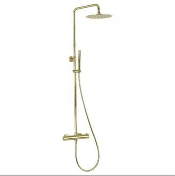 AKTIE: Opbouw Regendouche set Mat Goud geborsteld RVS Zwart, Ophalen of Verzenden, Nieuw, Rvs, Douche